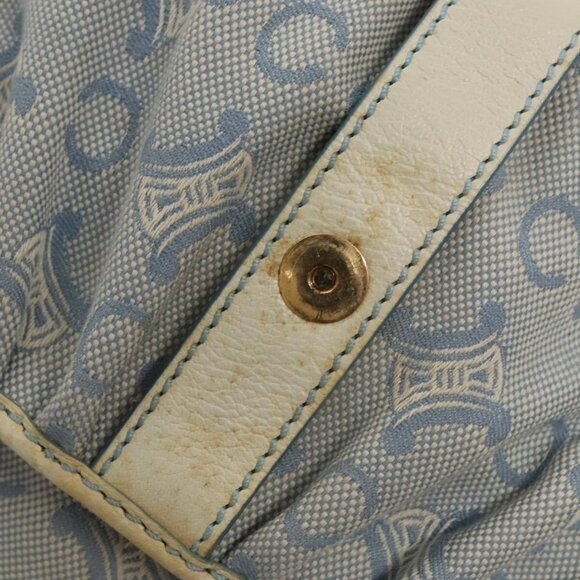 CELINE C Macadam Canvas Shoulder Bag Light Blue - Picture 10 of 15